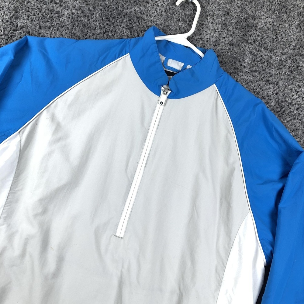 FootJoy Golf Jacket Mens Large Gray Blue‎ 1/2 Zip Windbreaker Pullover Nylon